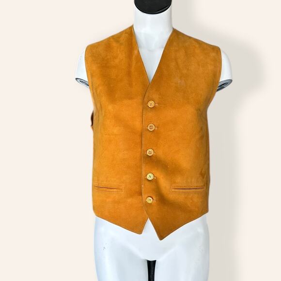Copen-Core Denmark Burt Orange Suede Vest Mens Medium - Picture 7 of 8